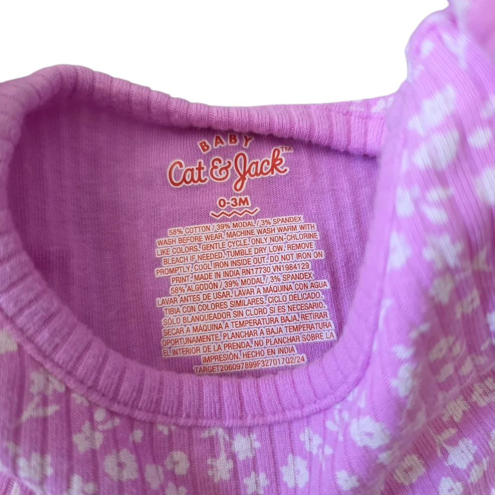 Baby Cat & Jack  Soft  Long Sleeve Bodysuit Set Of 3 Euc Size 0-3mo - Picture 5 of 5